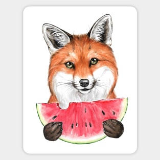 fox and watermelon Sticker